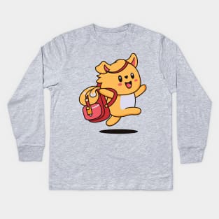 Cute kawaii cat drawing Kids Long Sleeve T-Shirt